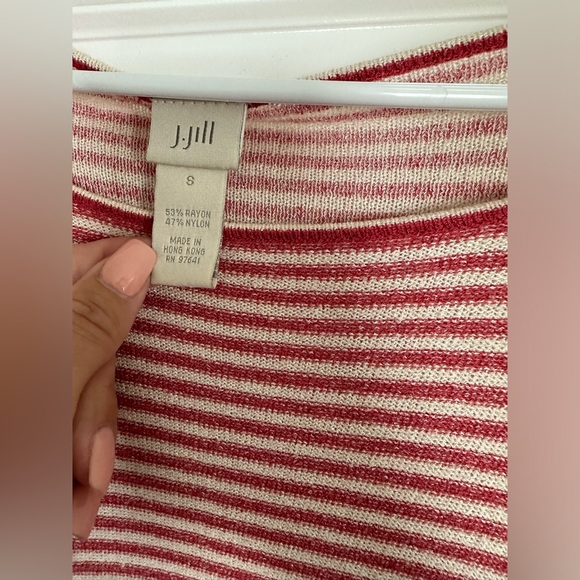 J.Jill red and white striped pullover sweater size small - Picture 3 of 4